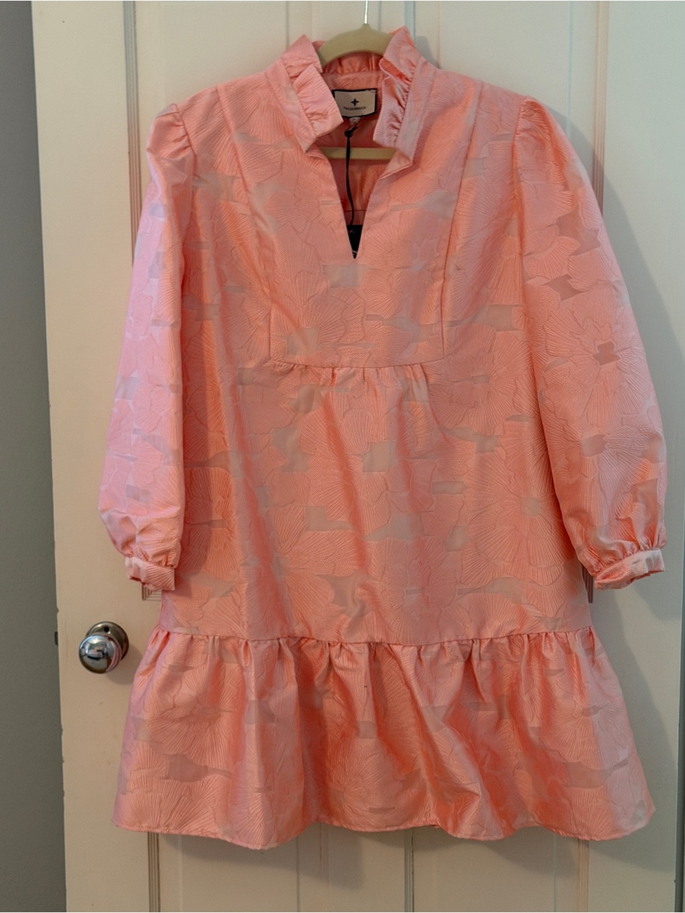 Tuckernuck Pink Textured Ruffle-Hem Long Sleeve Dress - Picture 1 of 3